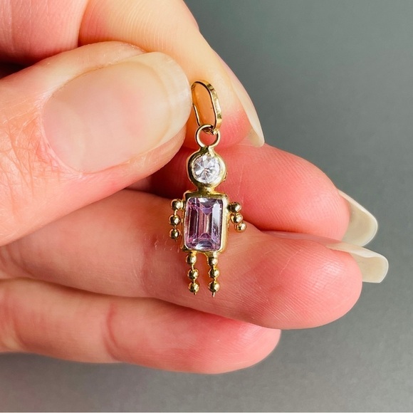 14K & 10k Gold Birthstone Girl Boy Charm Pendant Amethyst Peridot Alexan… - Picture 9 of 9